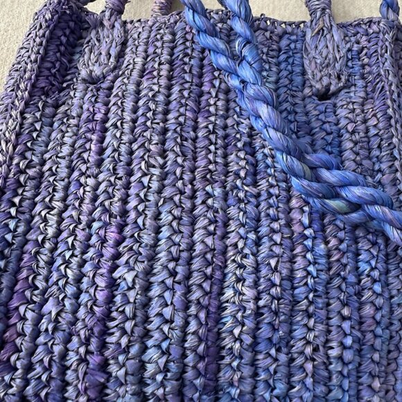 NWT Hat Attack Mimi Crossbody in Denim // Raffia Straw Summer Mini Bag - Picture 4 of 10